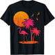 Tropical Summer Holiday Palm Trees Pink Flamingo Summer , black T-Shirt - T-Shirt | Black