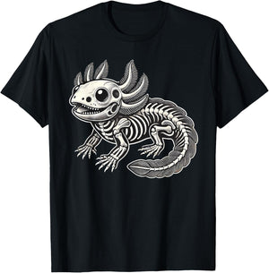 Axolotl Skeleton Halloween T-Shirt - T-Shirt | Black