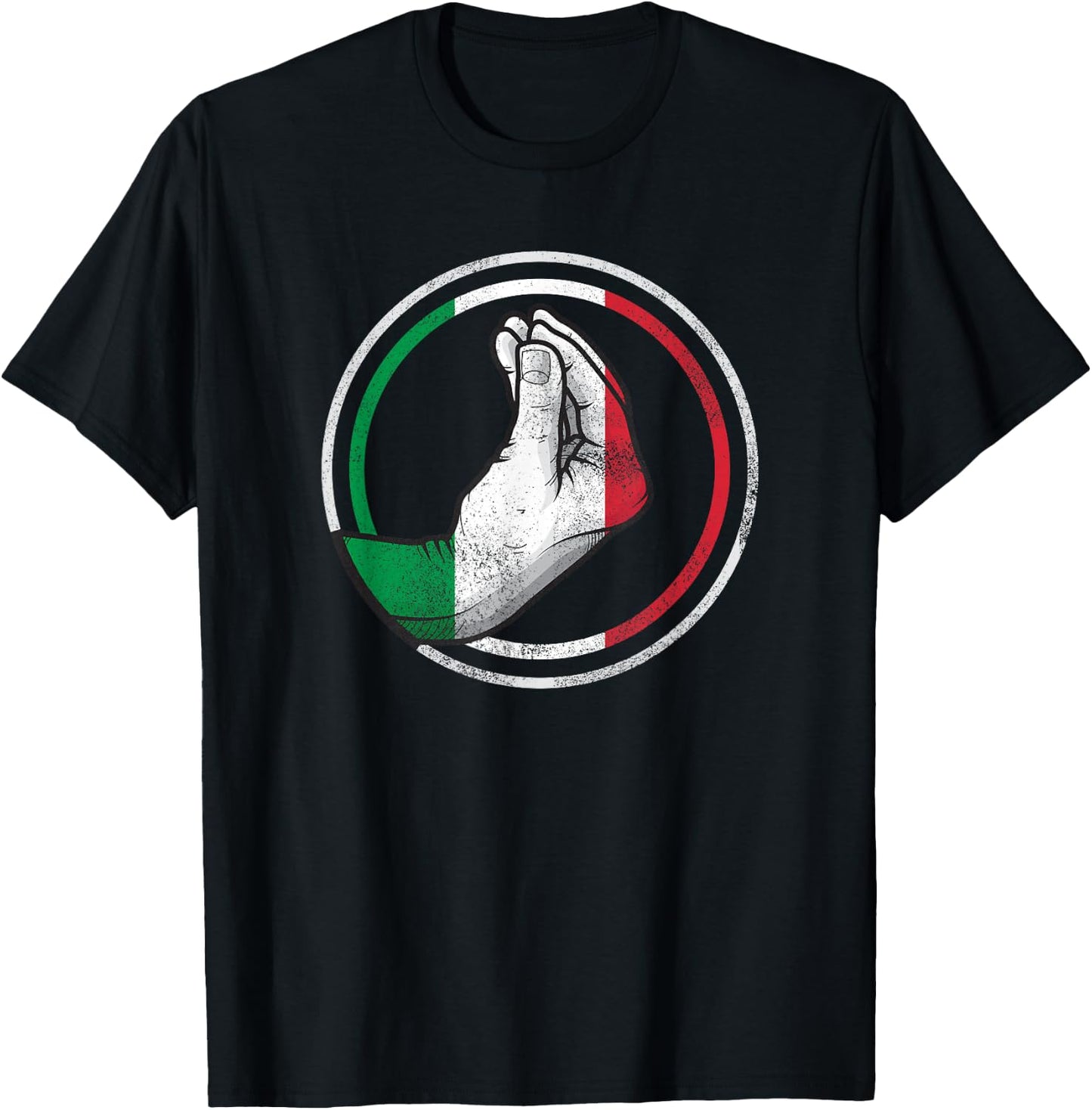 Funny Italy Hand Gesture Italian Flag T-Shirt - T-Shirt | Black