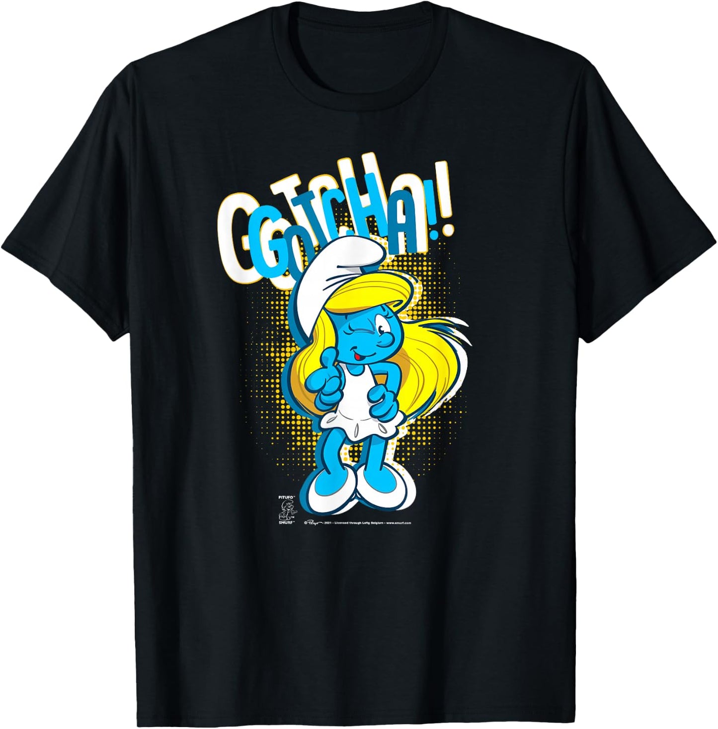 The Smurfs Smurfette Gotcha! Winky face T-Shirt - T-Shirt | Black