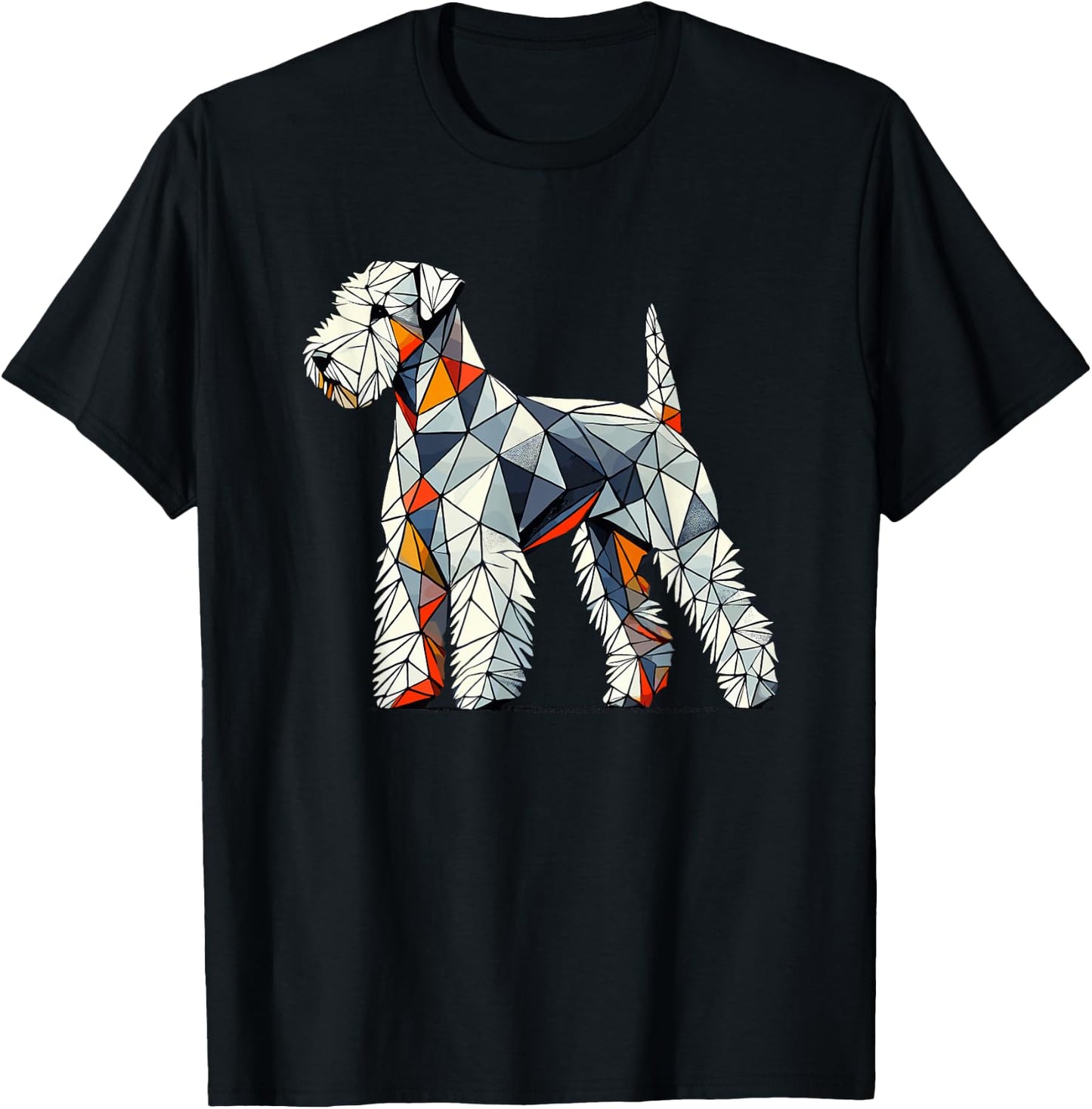 Geometric Art Bedlington Terrier Rothbury Terrier T-Shirt - T-Shirt | Black