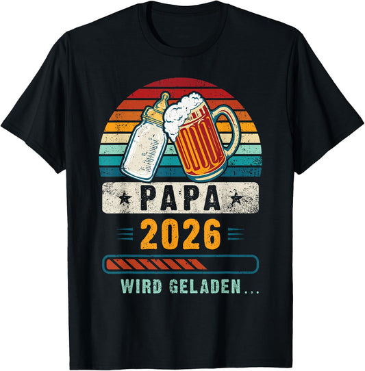 Papa 2026, Pregnancy Announcement , black, S T-Shirt - T-Shirt | Black