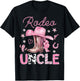 Rodeo Uncle Pink Boots Coquette CowGirl 1St Birthday T-Shirt - T-Shirt | Black