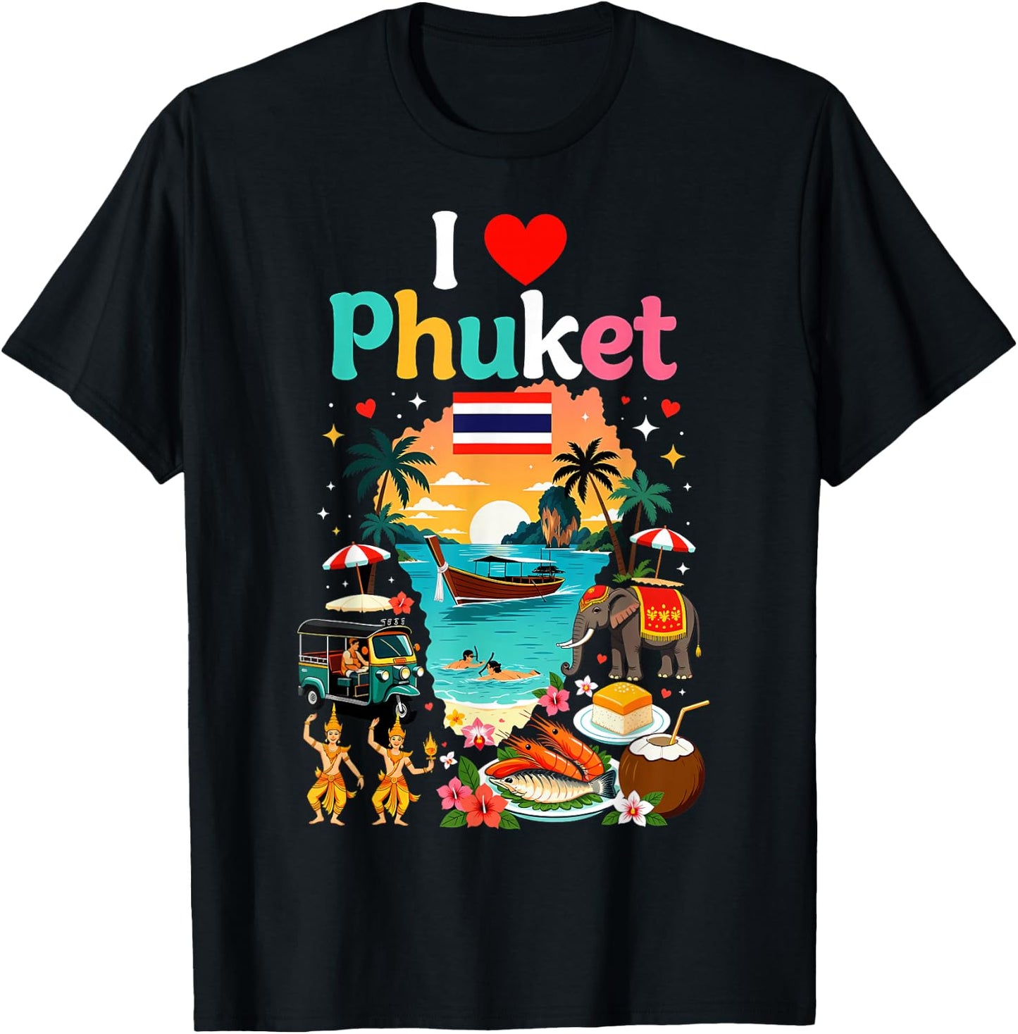 I Love Phuket Thailand Travel Souvenir Proud Thai T-Shirt - T-Shirt | Black