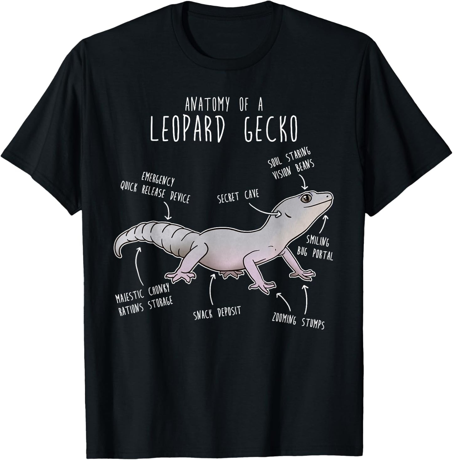 Blizzard Leopard Gecko Lizard Reptile Anatomy, Funny Pet Mom T-Shirt - T-Shirt | Black