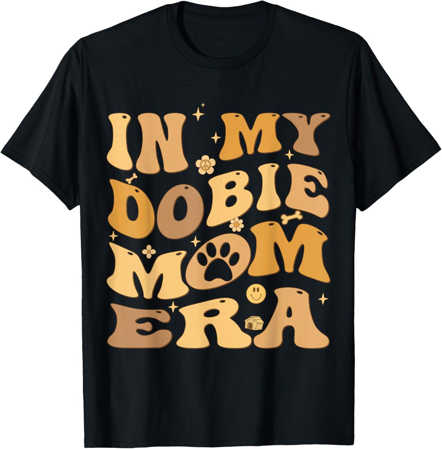 In My Dobie Mom Era Groovy Doberman Pinscher Dog Owner T-Shirt - T-Shirt | Black