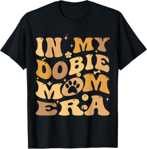In My Dobie Mom Era Groovy Doberman Pinscher Dog Owner T-Shirt - T-Shirt | Black