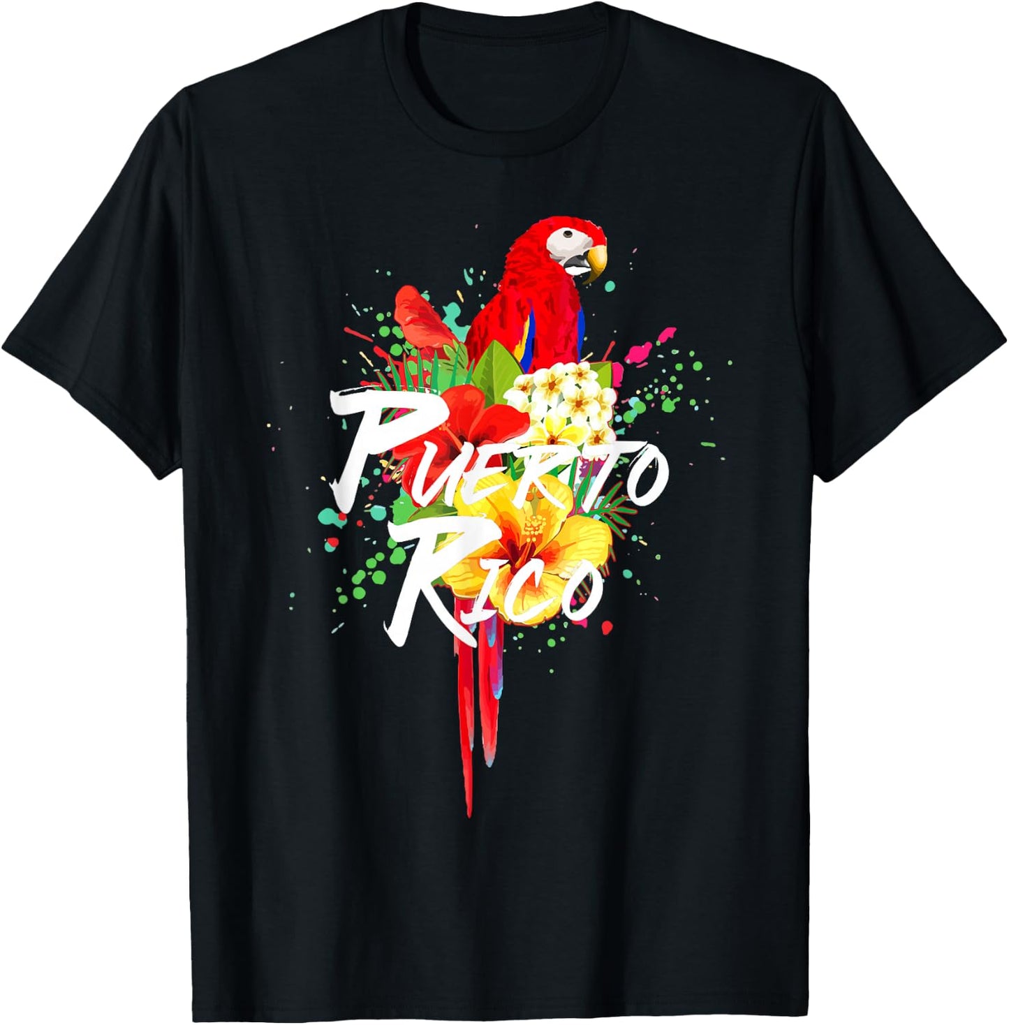 Puerto Rico Rican Parrot Colourful Boricua Souvenir Vintage T-Shirt - T-Shirt | Black