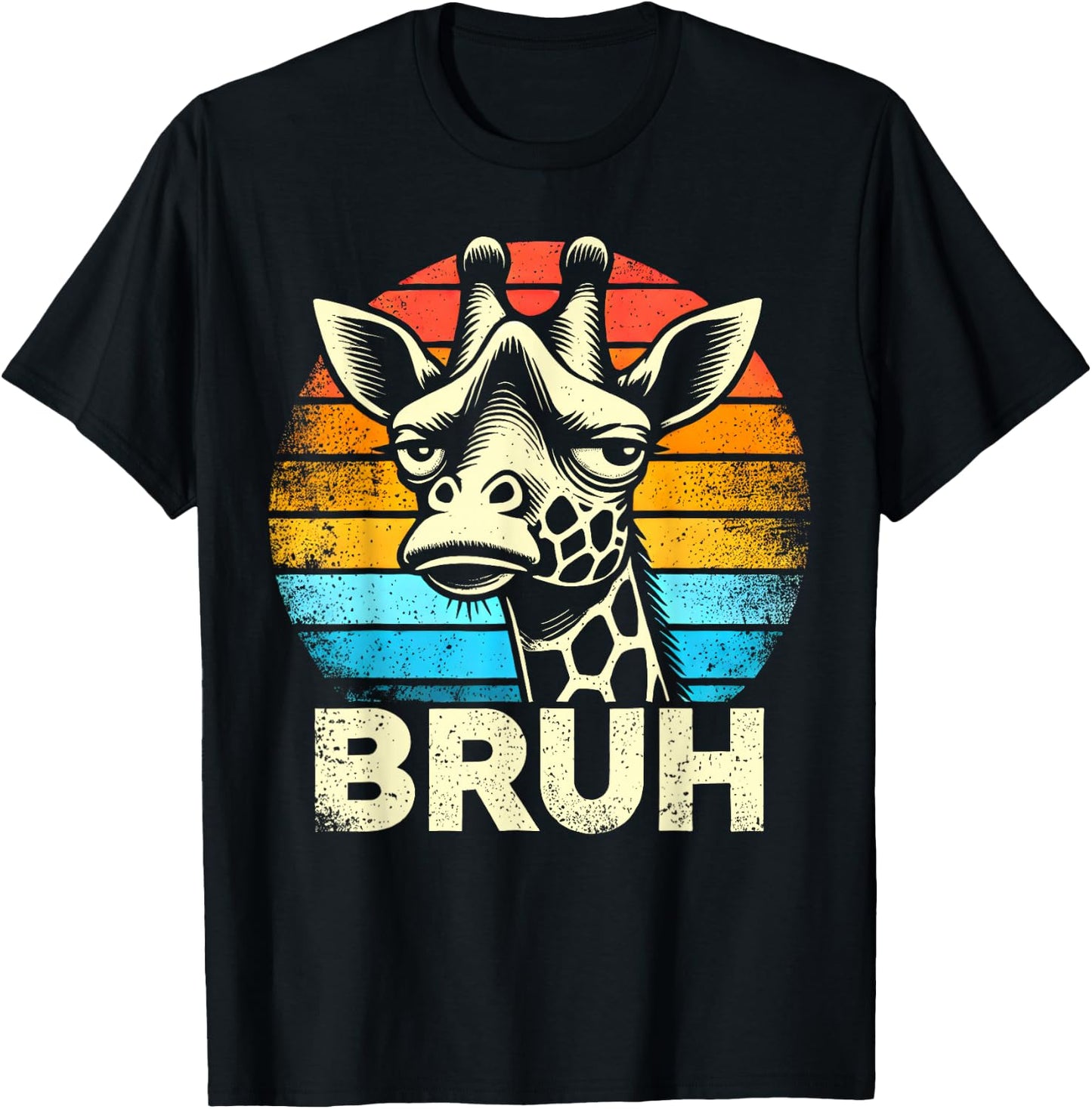 Funny Graphic Meme Giraffe Bruh for Boys Girls Men Women T-Shirt - T-Shirt | Black