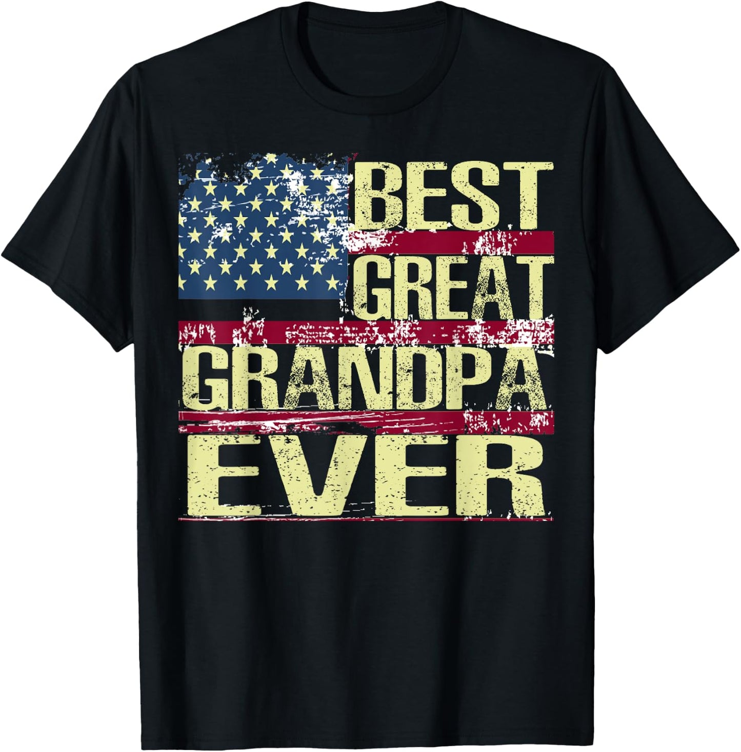 Best Great Grandpa Ever American Flag T-Shirt - T-Shirt | Black