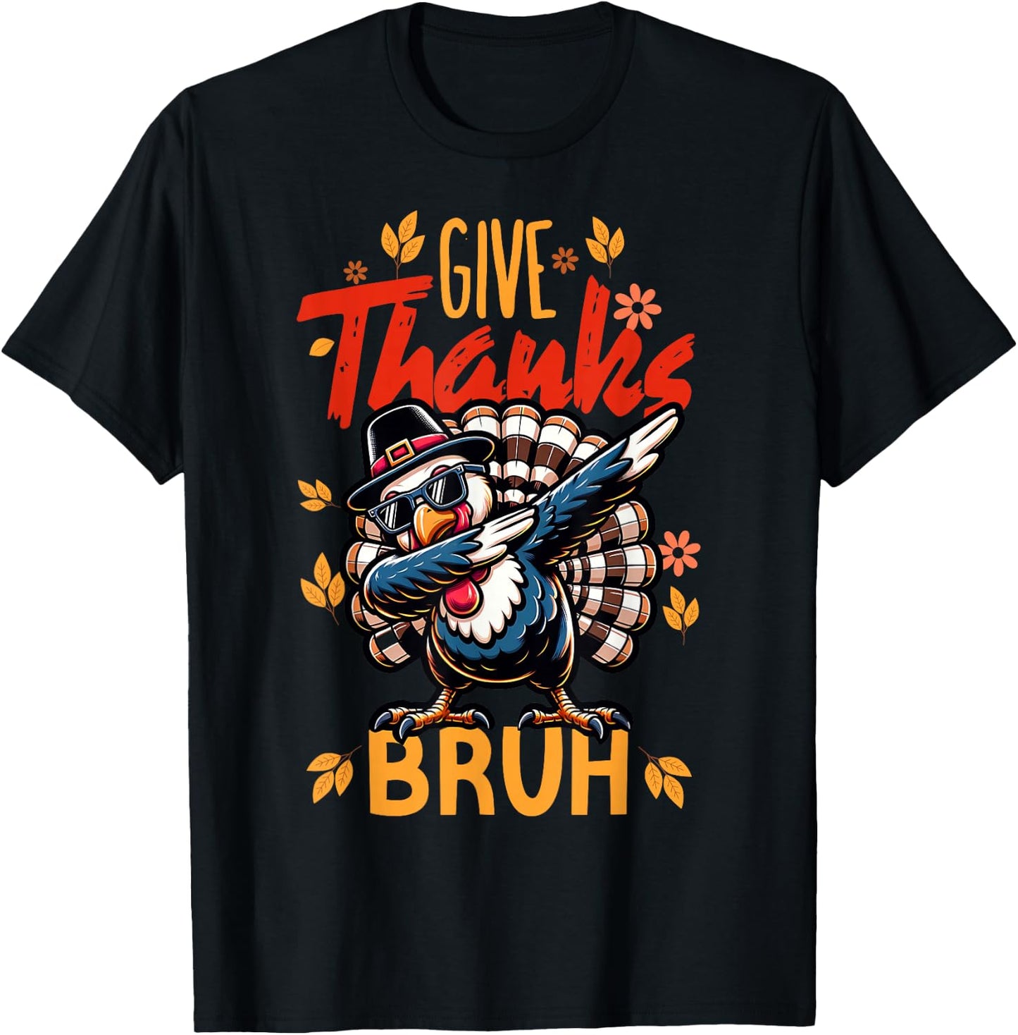 Boys Thanksgiving Bruh Give Thanks Bro T-Shirt - T-Shirt | Black