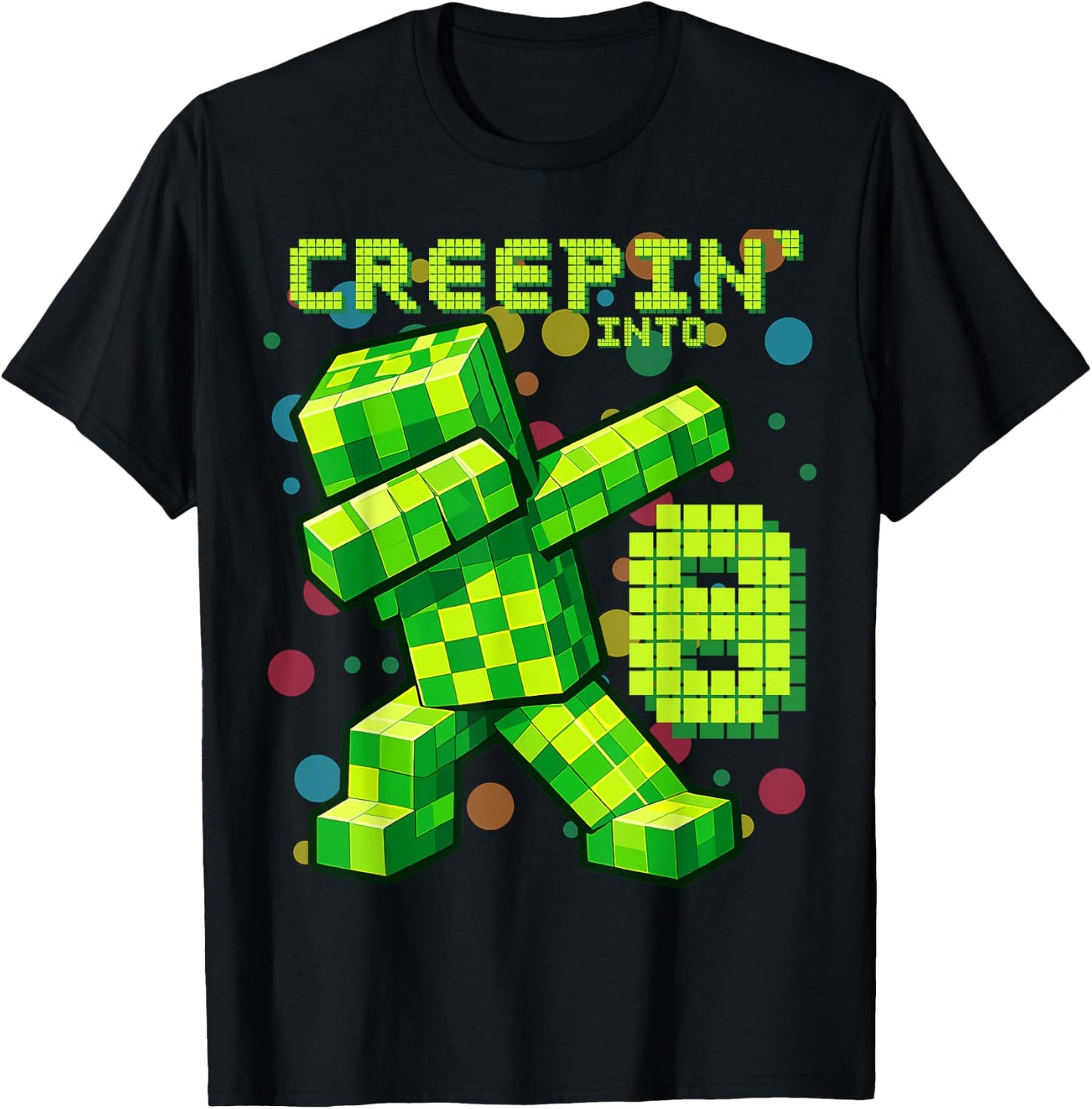 It's My 8th Birthday Boy Gamer Creepin' Into 8 Gamer Pixel T-Shirt - T-Shirt | Black