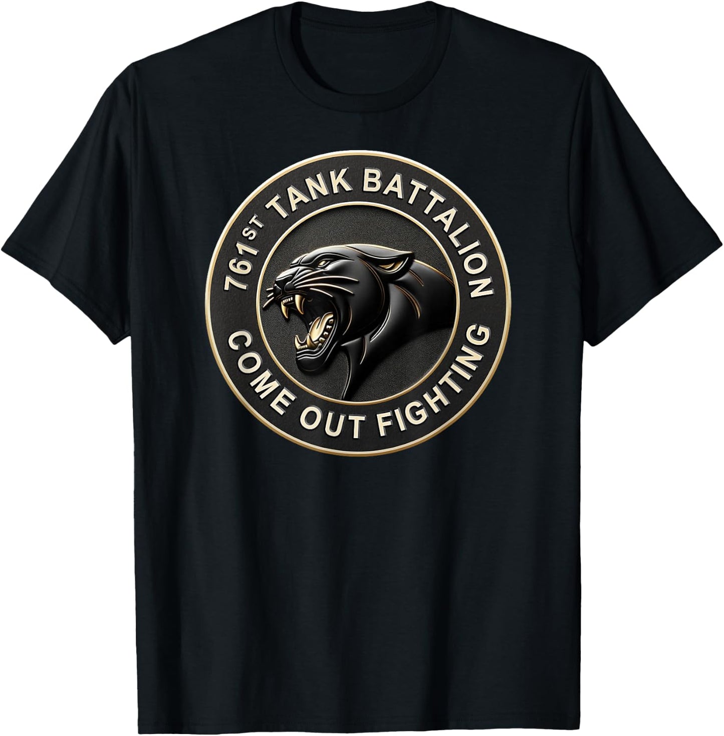 761st Tank Battalion Black Panthers WW2 Emblem Design Remix T-Shirt - T-Shirt | Black