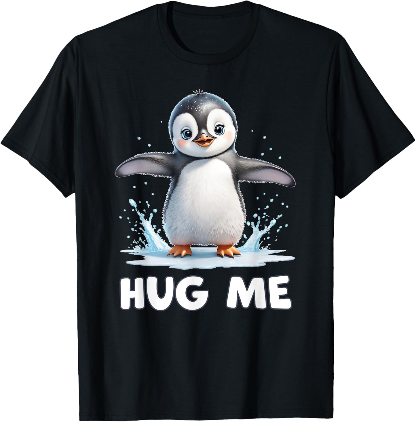 Cute Penguin Hug Me T-Shirt - T-Shirt | Black