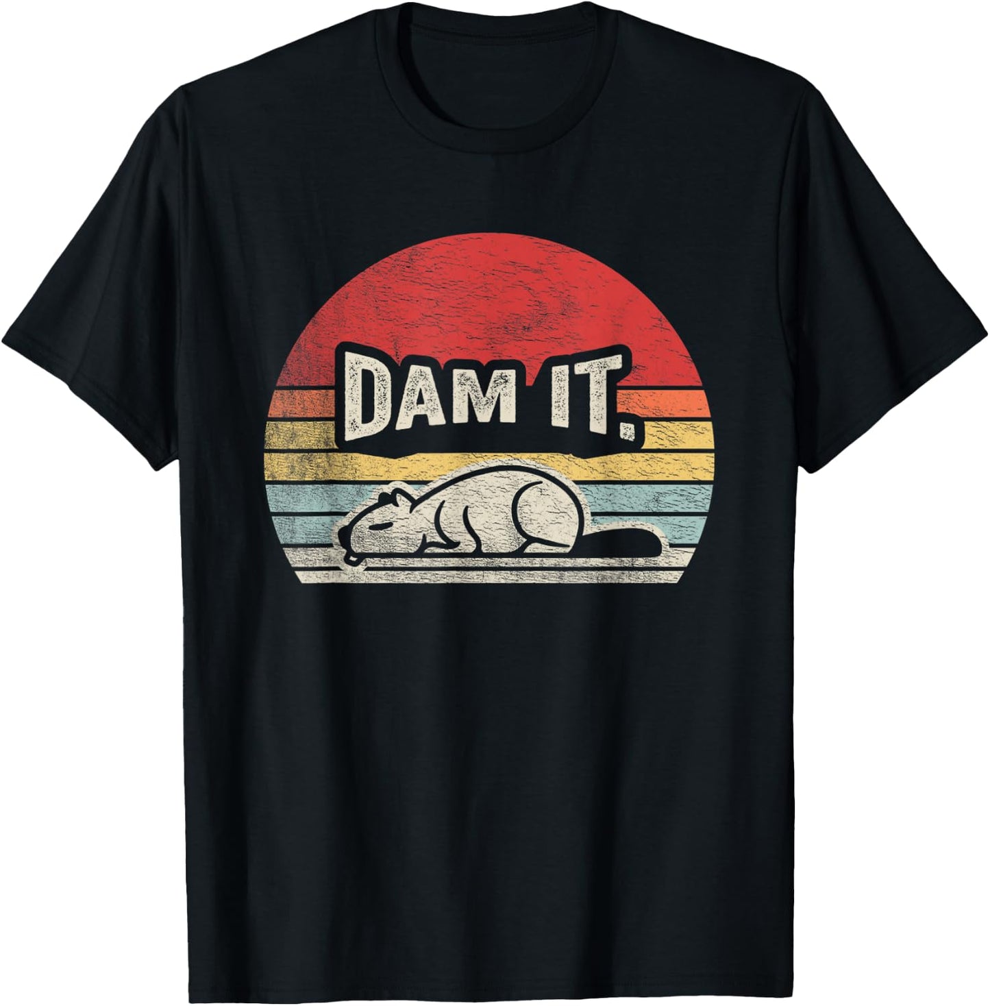Retro Vintage Dam It Shirt Beaver Dam Funny Animal T-Shirt - T-Shirt | Black