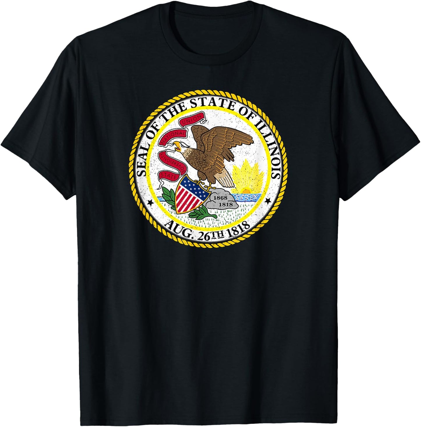 Illinois State Seal Flag T-Shirt - T-Shirt | Black