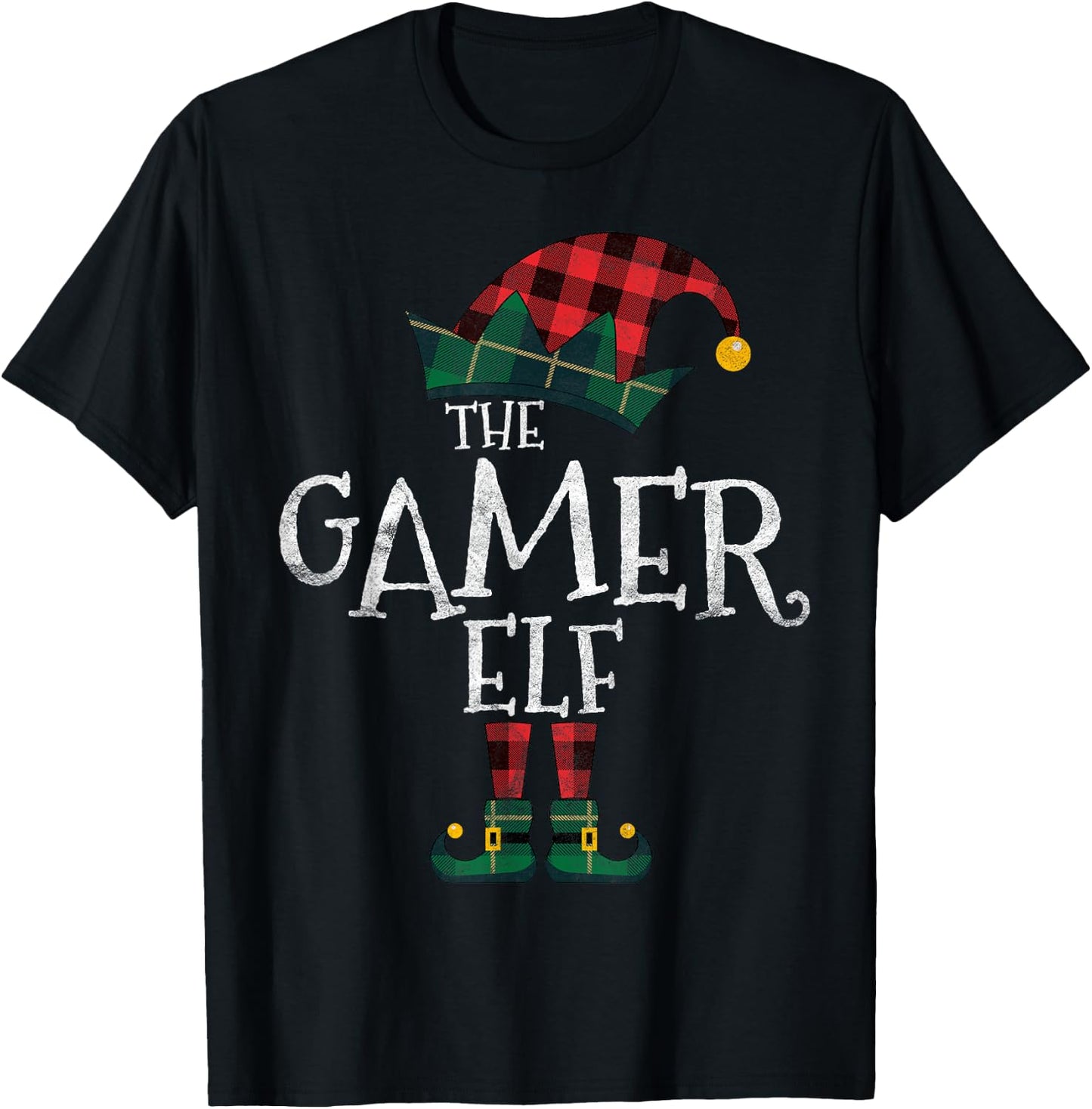 The Gamer Elf Matching Family Group Gift Funny Christmas T-Shirt - T-Shirt | Black
