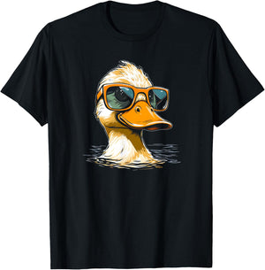 Cool Duck with Sunglasses / Funny 1980s Duck T-Shirt - T-Shirt | Black