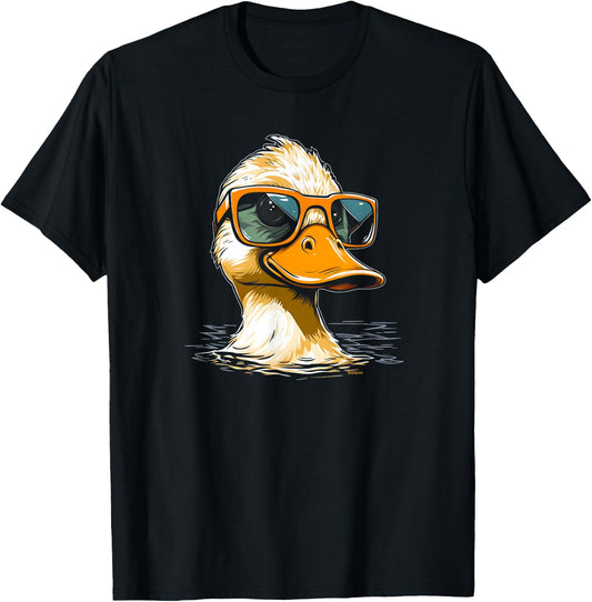 Cool Duck with Sunglasses / Funny 1980s Duck T-Shirt - T-Shirt | Black