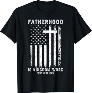 Fatherhood is Kingdom Work Jesus Dad Fathers Day Men T-Shirt - T-Shirt | Black