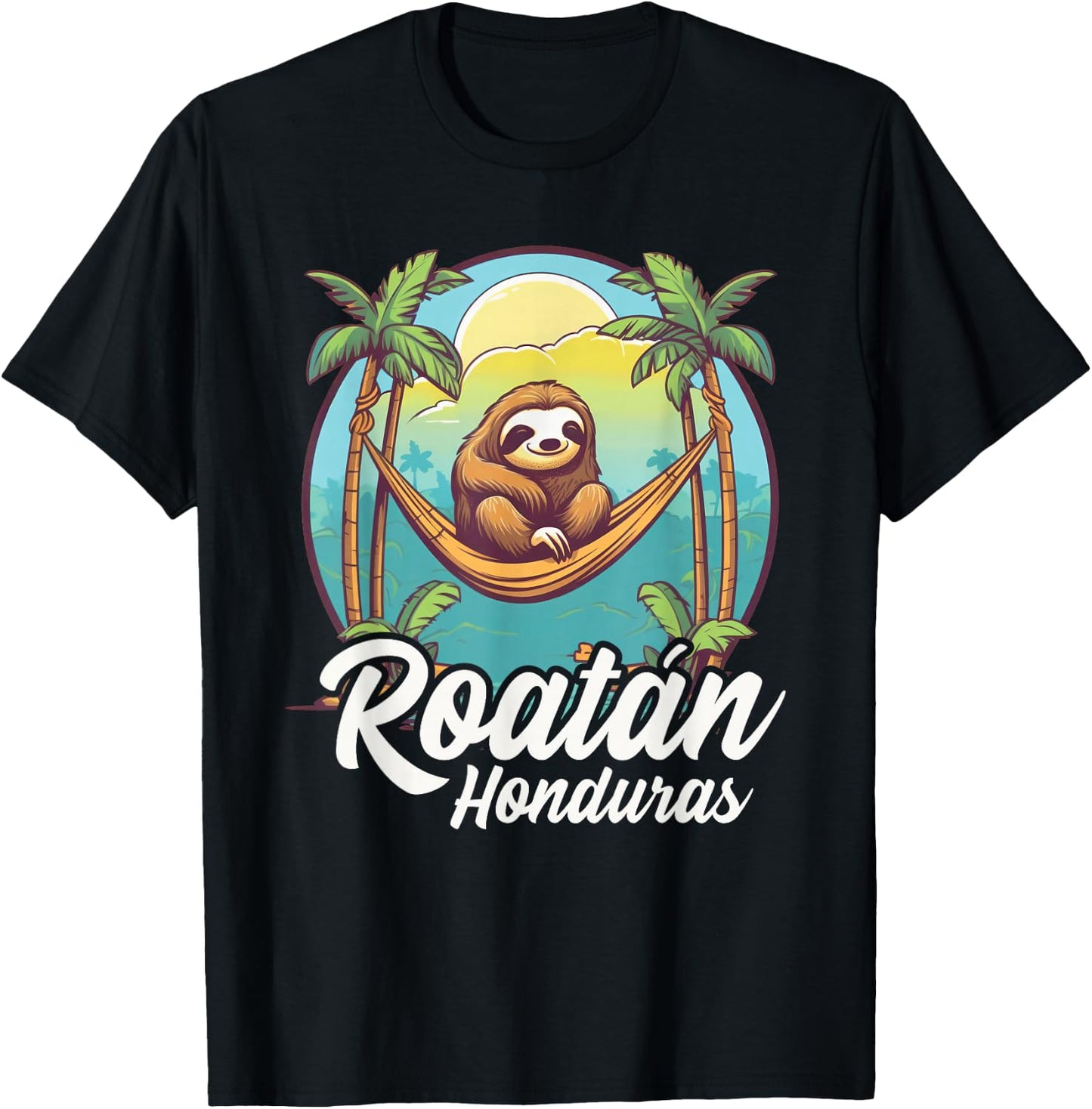 Roatan Sloth, Roatan Honduras Sloth, Roatan T-Shirt - T-Shirt | Black