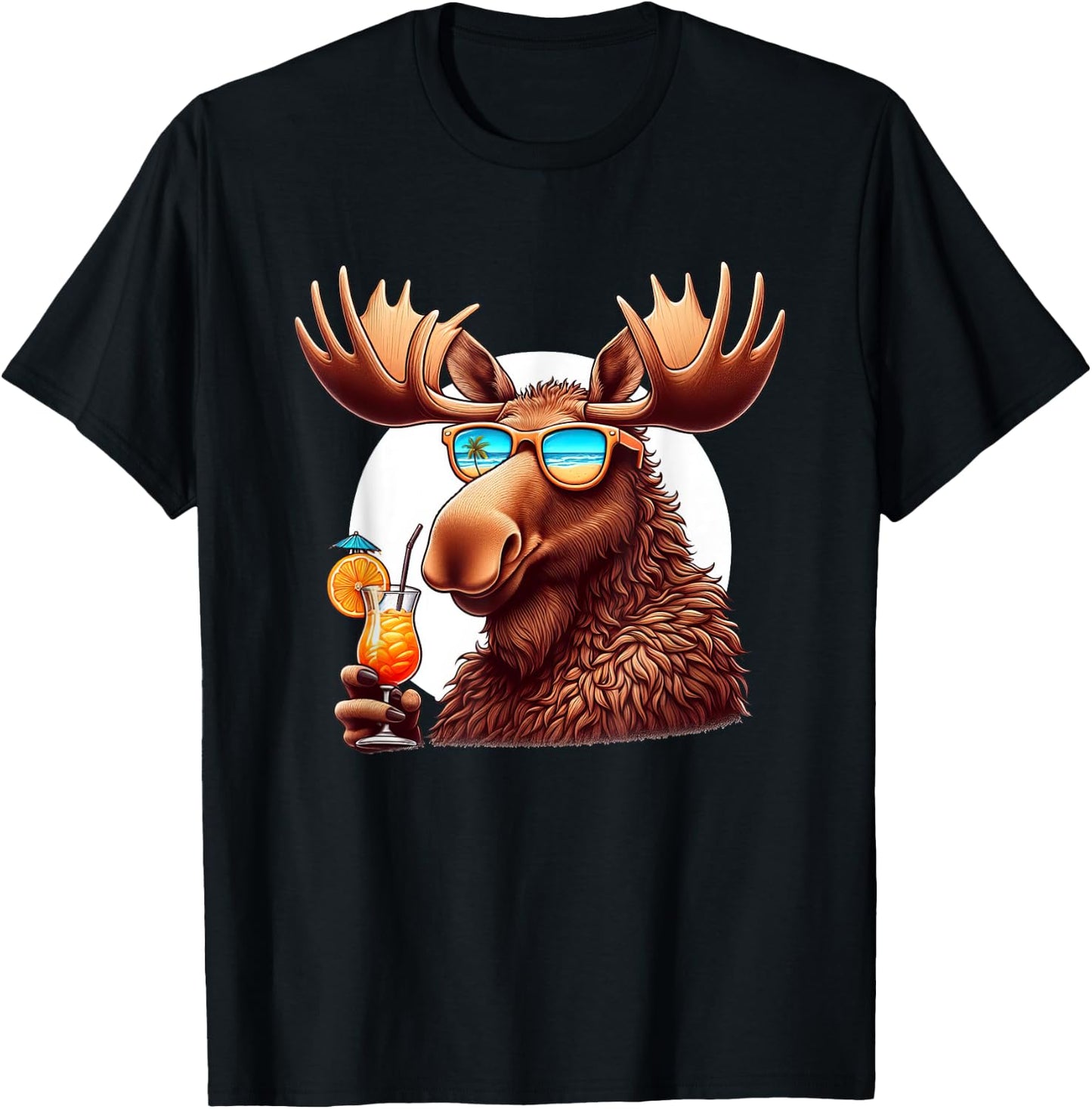 Funny Moose Summer Vacation Sunglasses Moose T-Shirt - T-Shirt | Black