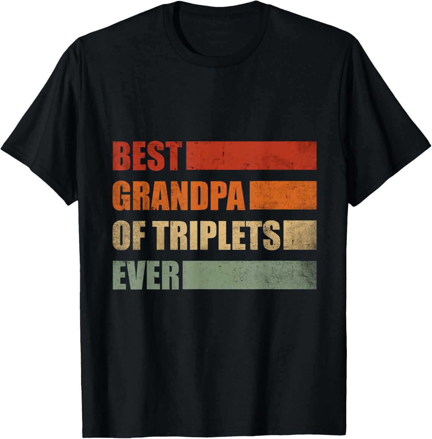 Retro Grandpa of Triplets Pregnancy Announcement Party T-Shirt - T-Shirt | Black