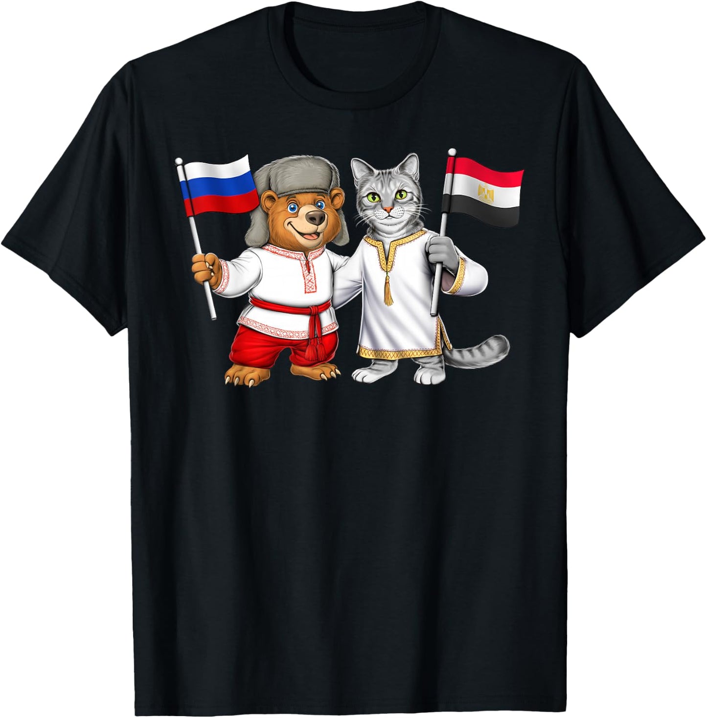 Russia Egypt Flag Russian Roots Proud Egyptian Heritage T-Shirt - T-Shirt | Black