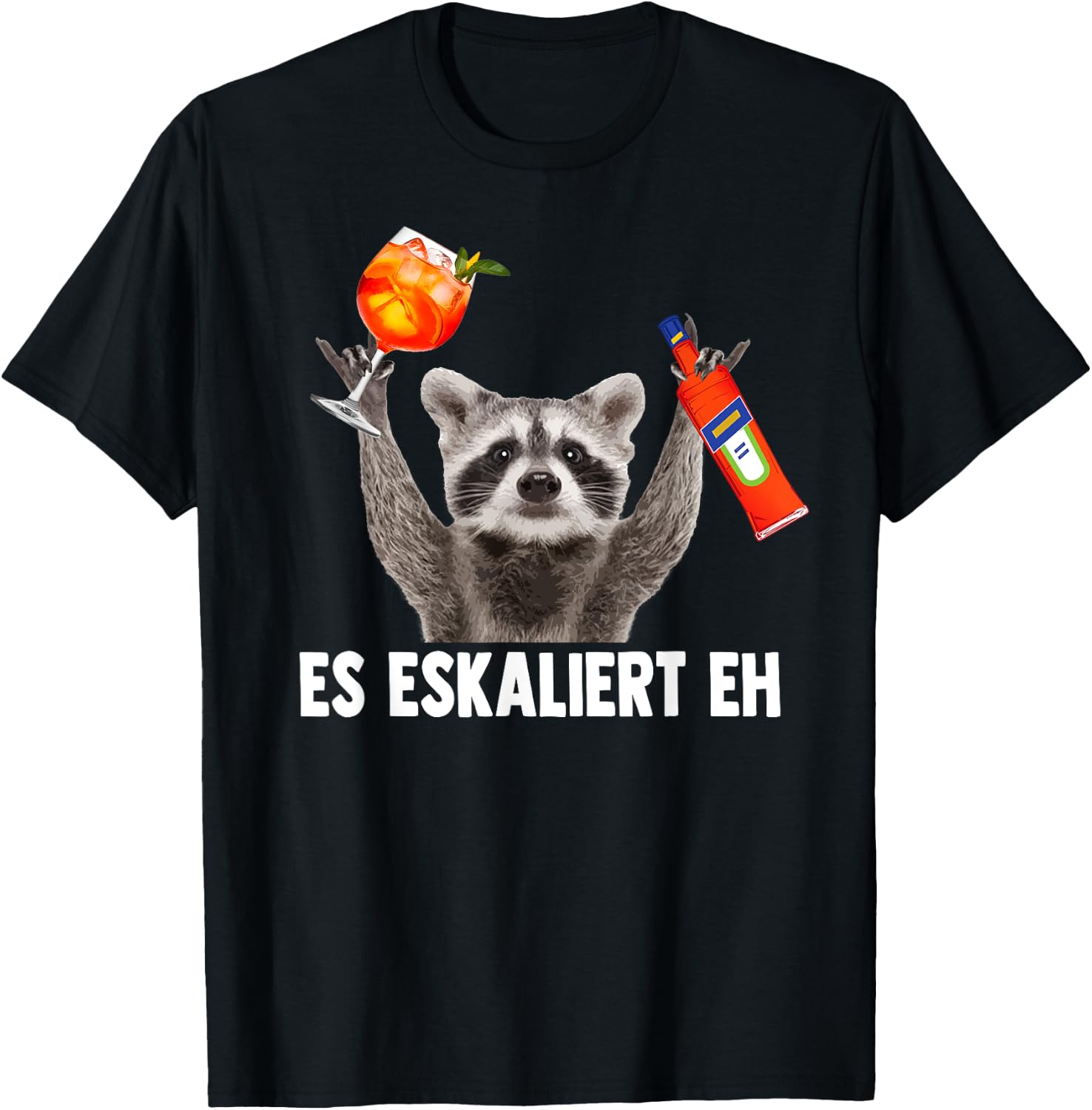 PEDRO SPRITZ COLLECTION X Waschbär Meme Spritz Black Adult Small V-Neck Short Sleeve T-Shirt - T-Shirt | Black