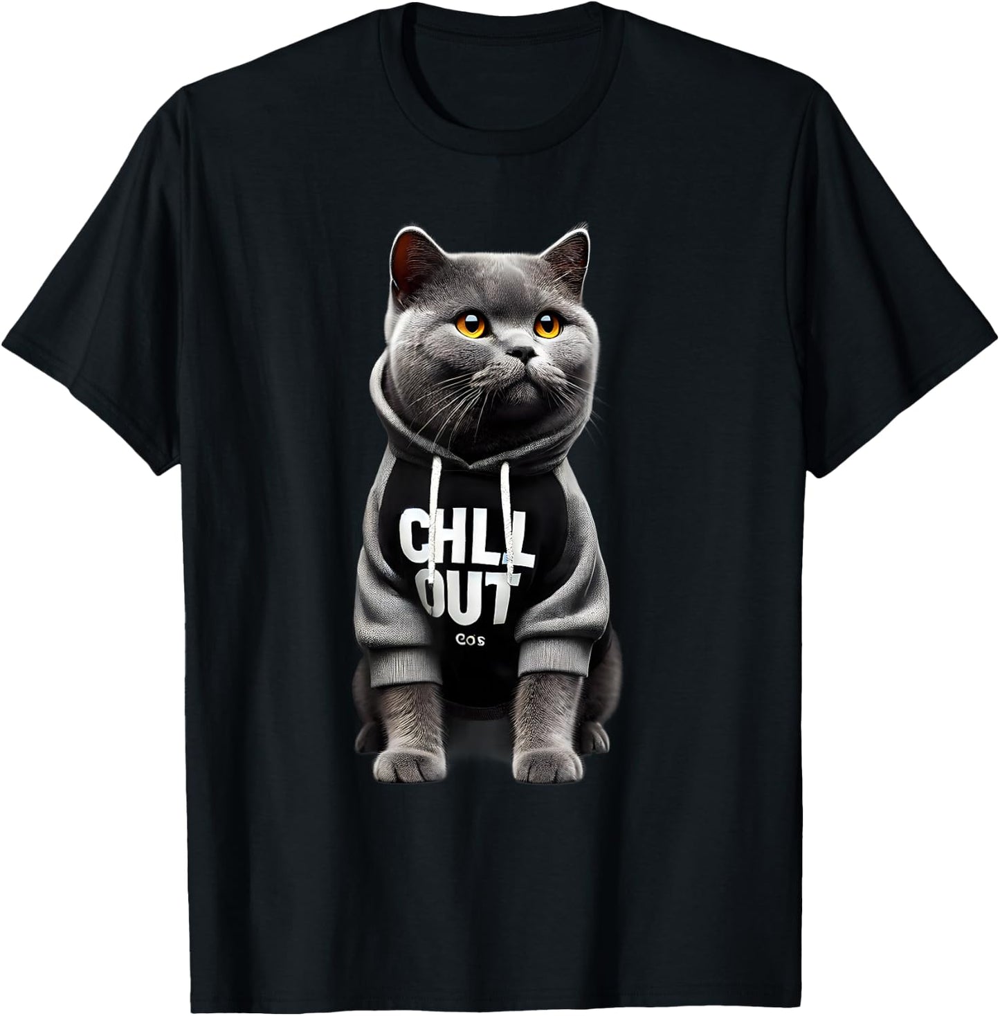 Funny Lazy British Shorthair Cat Chillin Relaxing Chill Out T-Shirt - T-Shirt | Black