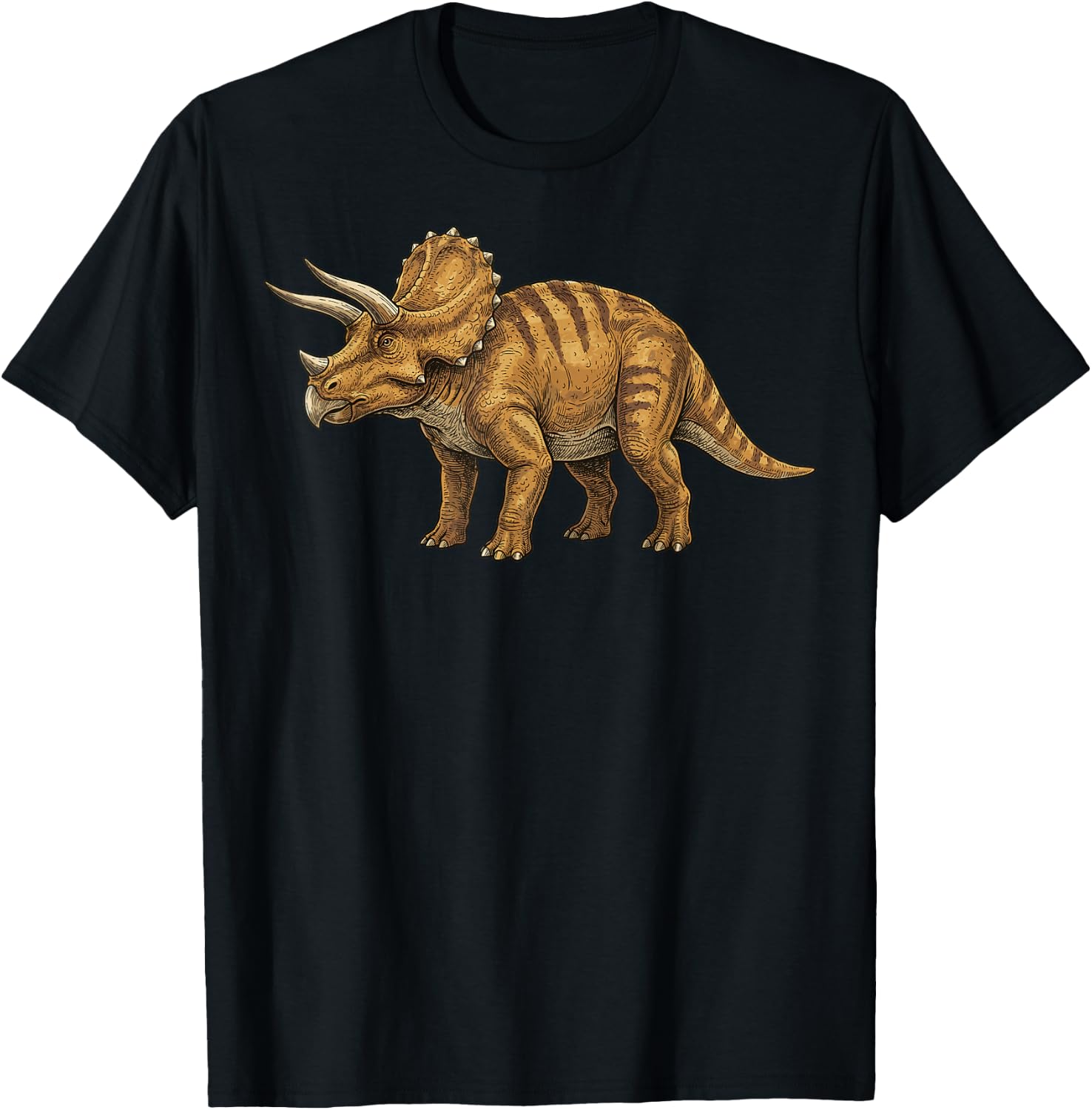 Triceratops Illustration Dinosaur T-Shirt - T-Shirt | Black