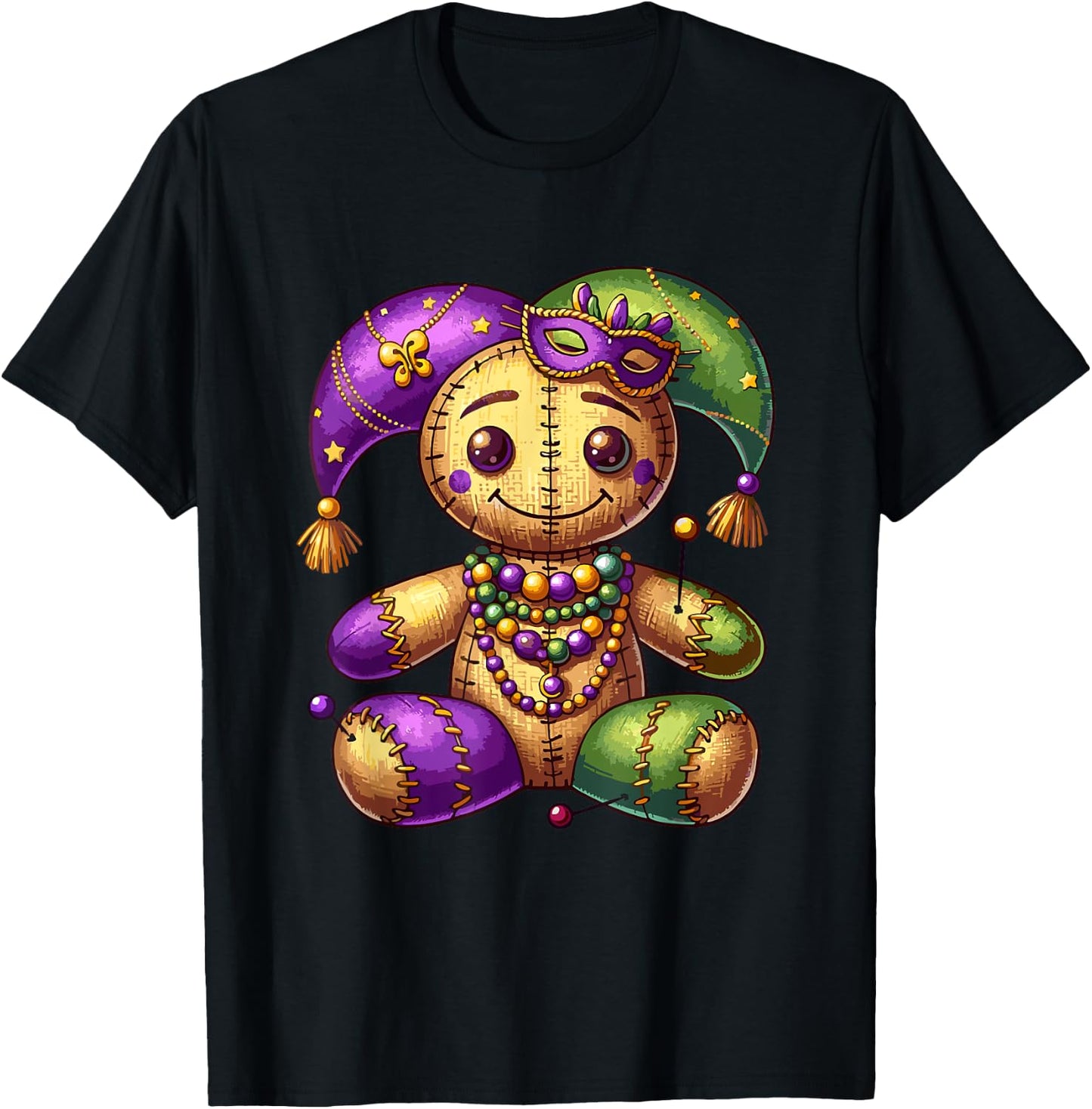 Mardi Gras Witch Doctor Goth Costume Men Women Voodoo Doll T-Shirt - T-Shirt | Black