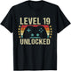 Gaming Vintage 19th Birthday Gift 19 Year Old Boy Girl Gamer T-Shirt - T-Shirt | Black