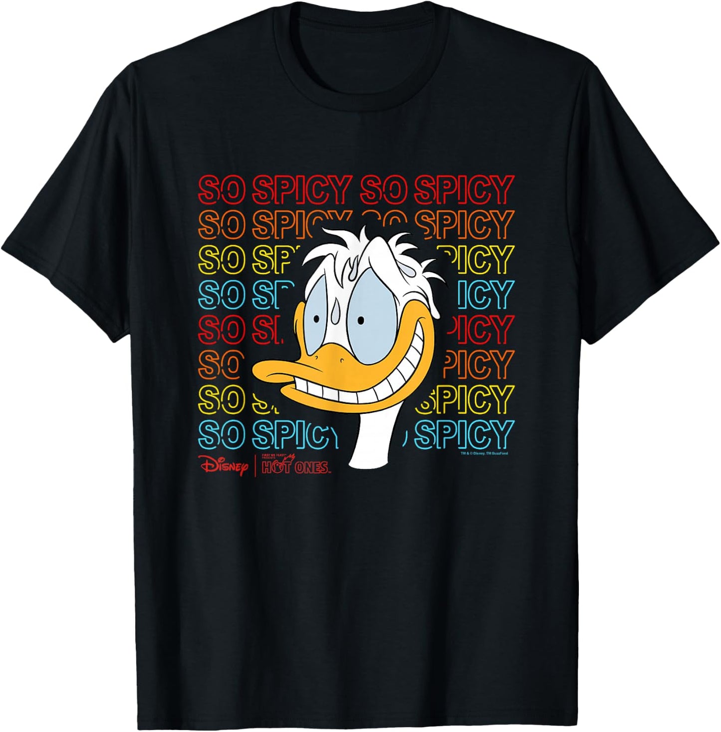 Disney Hot Ones Donald Duck So Spicy Repeating Text T-Shirt - T-Shirt | Black