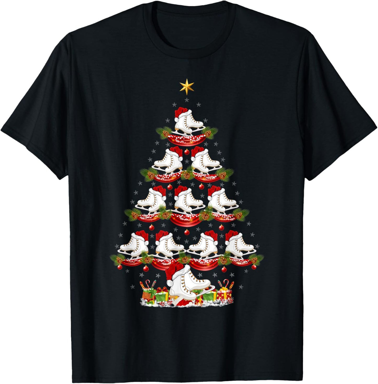 Ice Skating Sports Xmas Lighting Ice Skating Christmas Tree T-Shirt - T-Shirt | Black