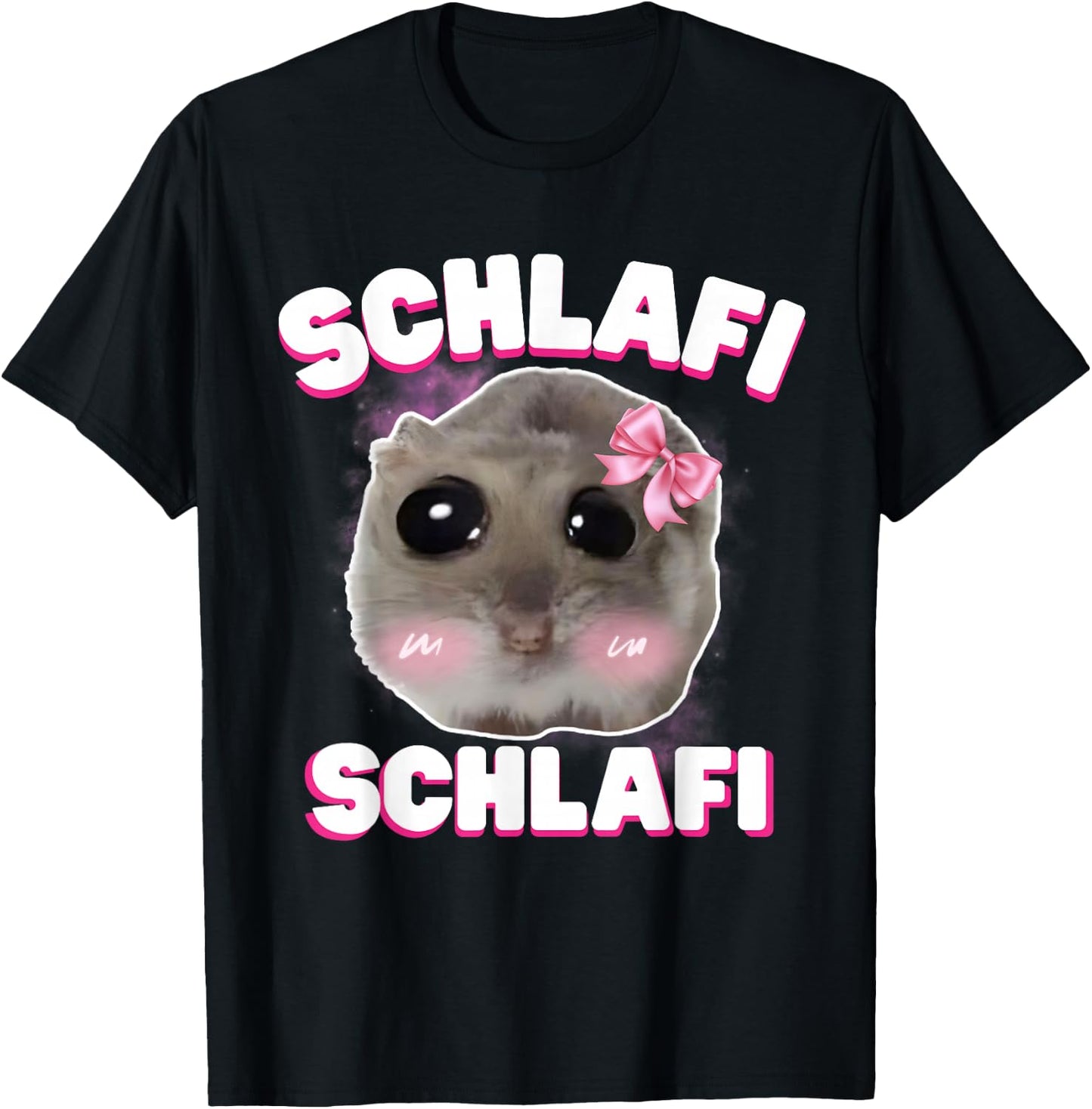 Schlafi Schlafi Funny Sad Hamster Cute Hamstie , black T-Shirt - T-Shirt | Black