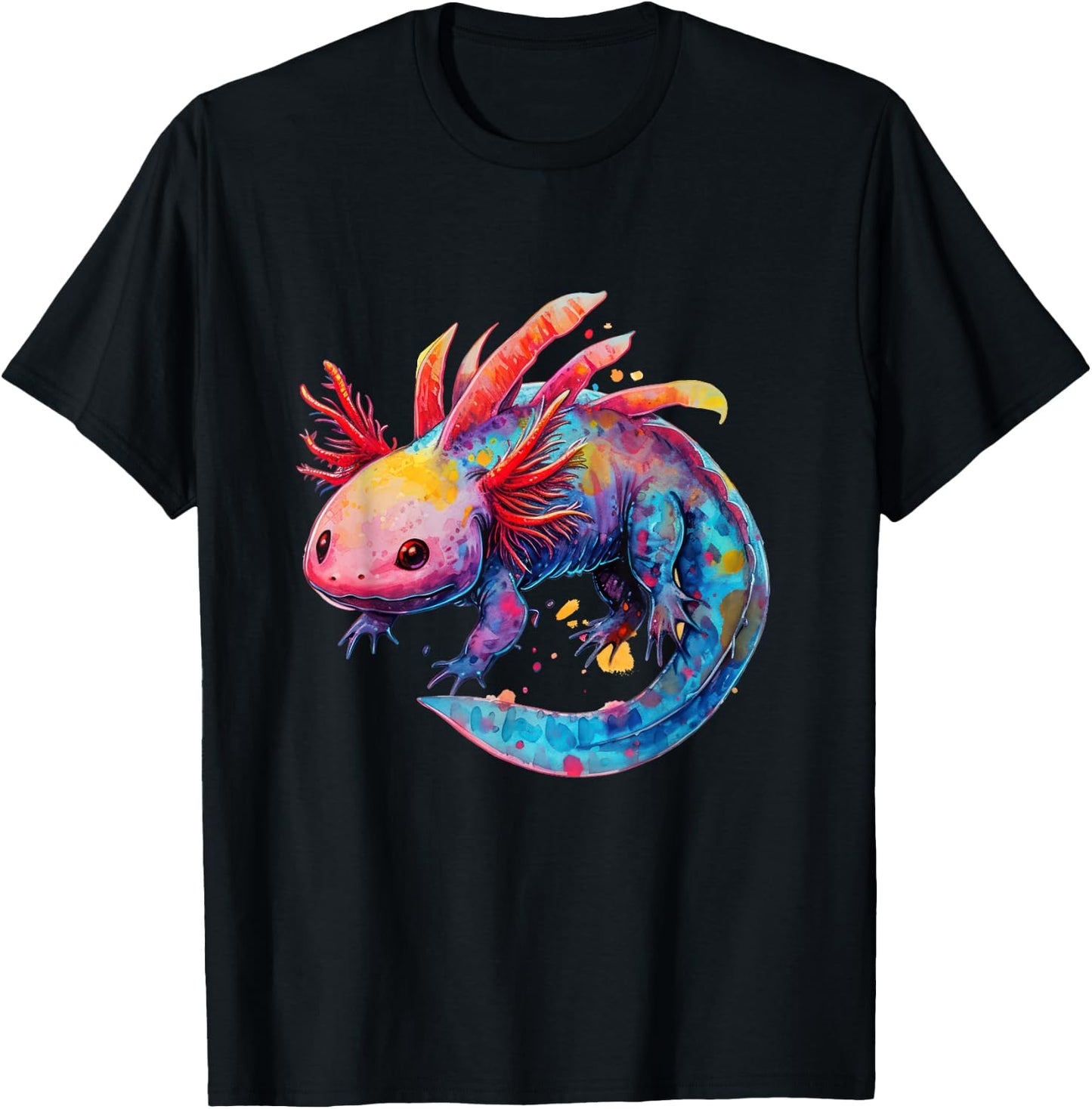 Axolotl Colorful Graphic T-Shirt - T-Shirt | Black