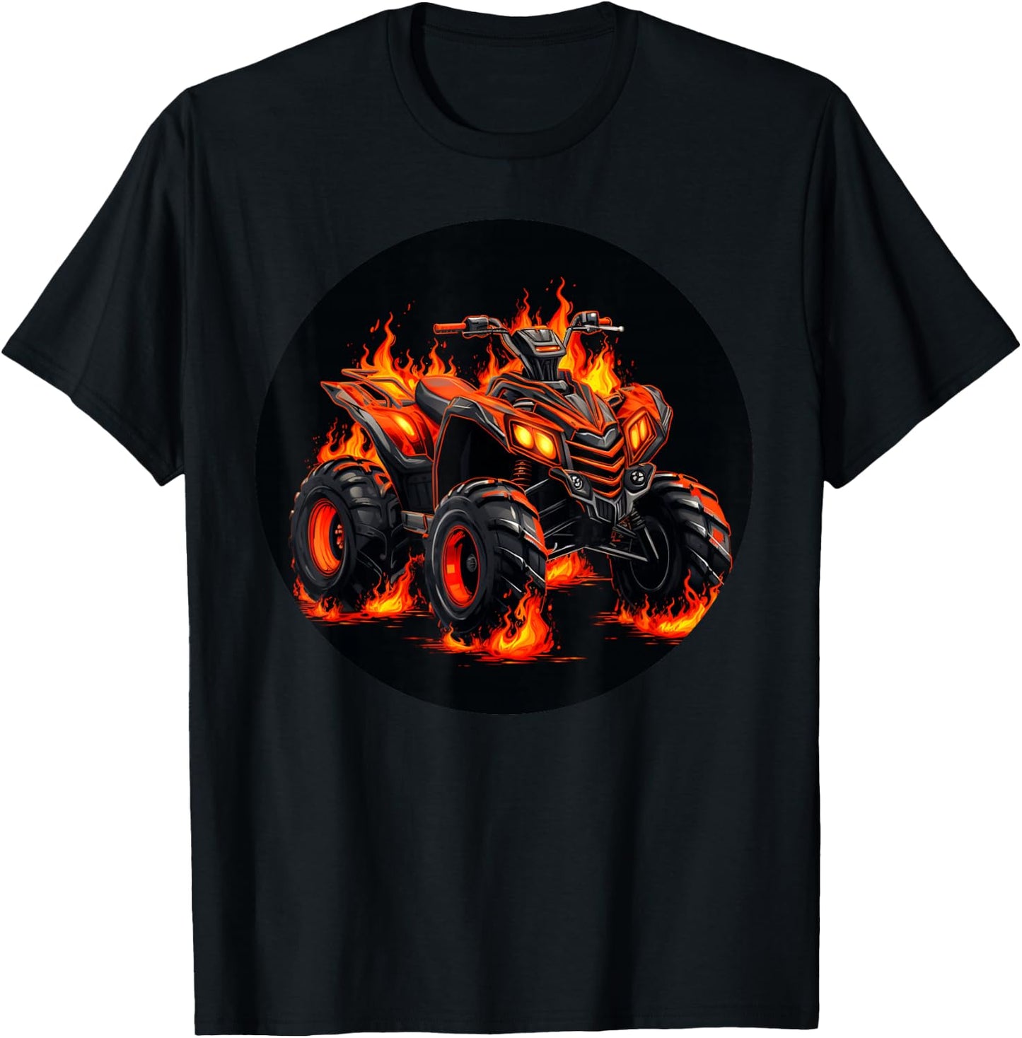 Cool brennendes Quad mit Flammen für Jungen und Mädchen T-Shirt - T-Shirt | Black
