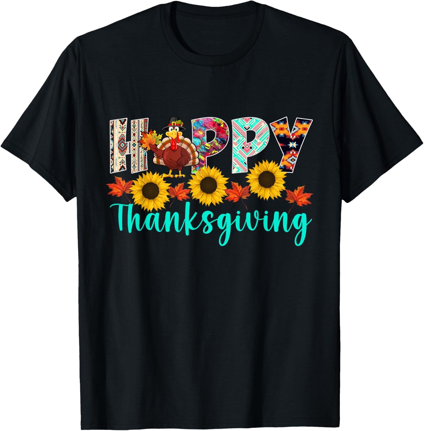 Happy Thanksgiving Day Shirts -Adults Thanksgiving Graphic Black Small T-Shirt - T-Shirt | Black
