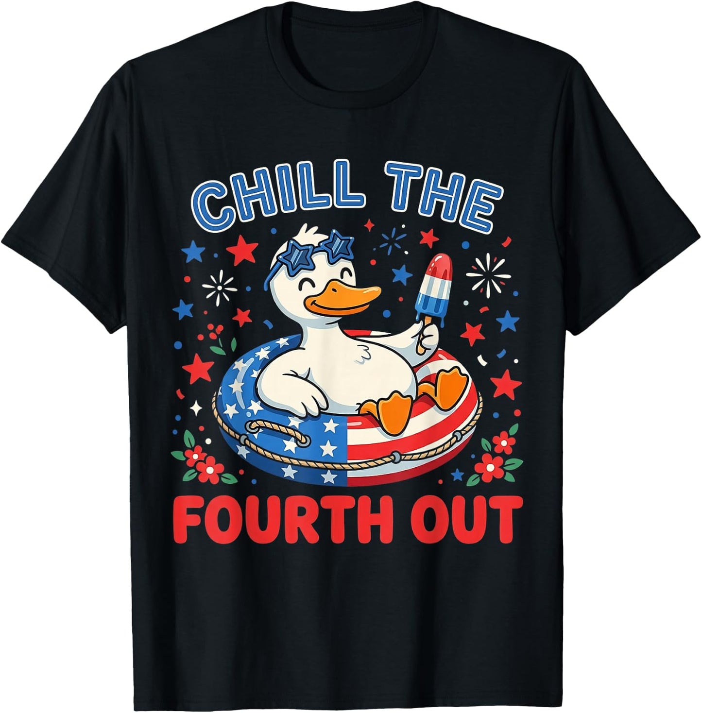 Goose 4th of July Funny Patriotic Chill The Fourth Out Kids T-Shirt - T-Shirt | Black