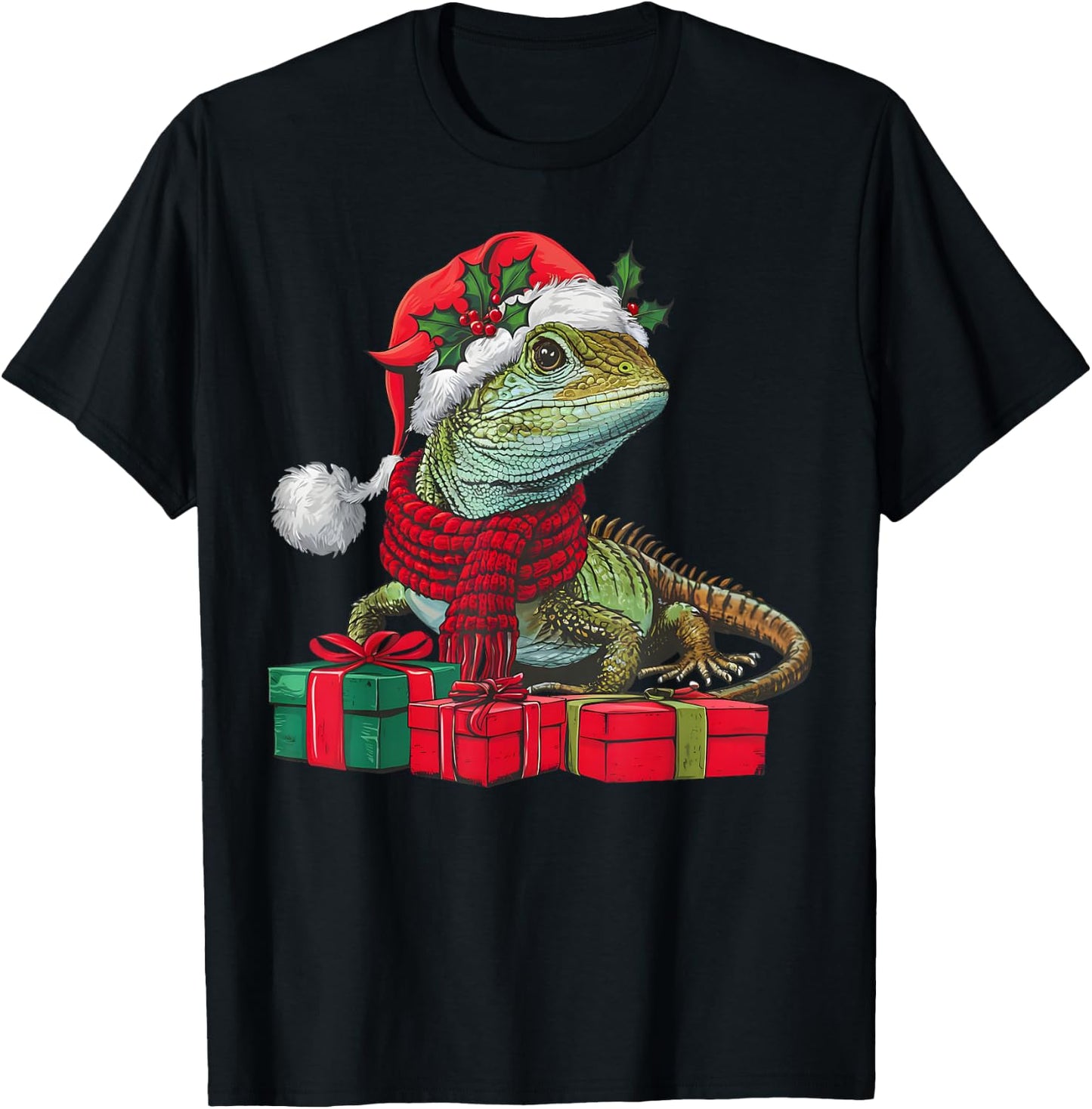 Xmas Holiday Santa Lizard Christmas T-Shirt - T-Shirt | Black