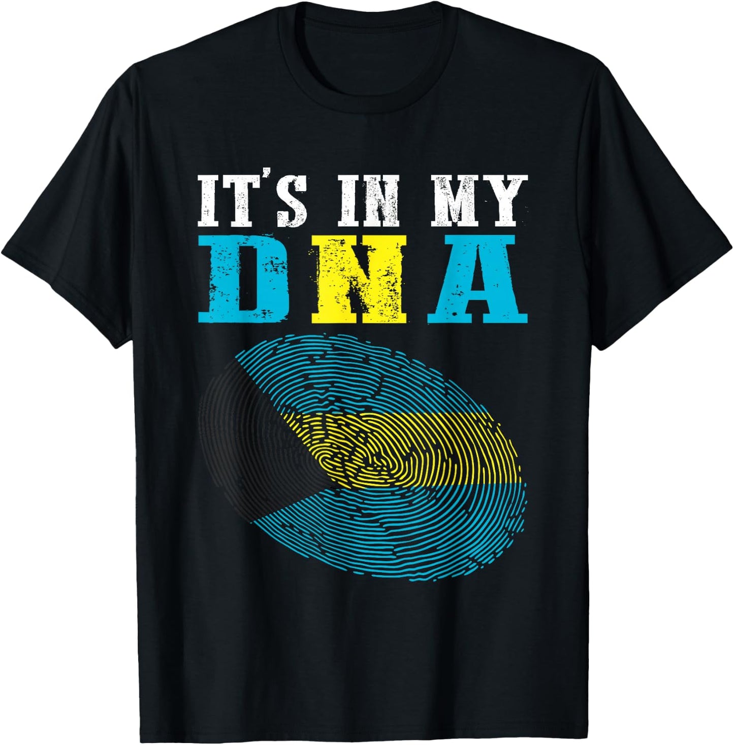 It's In My DNA Bahamas Flag Shirt Fingerprint Bahamian Pride T-Shirt - T-Shirt | Black