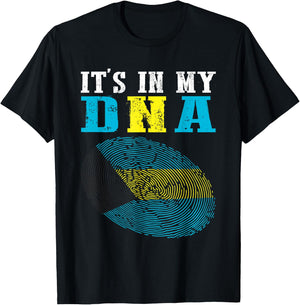 It's In My DNA Bahamas Flag Shirt Fingerprint Bahamian Pride T-Shirt - T-Shirt | Black