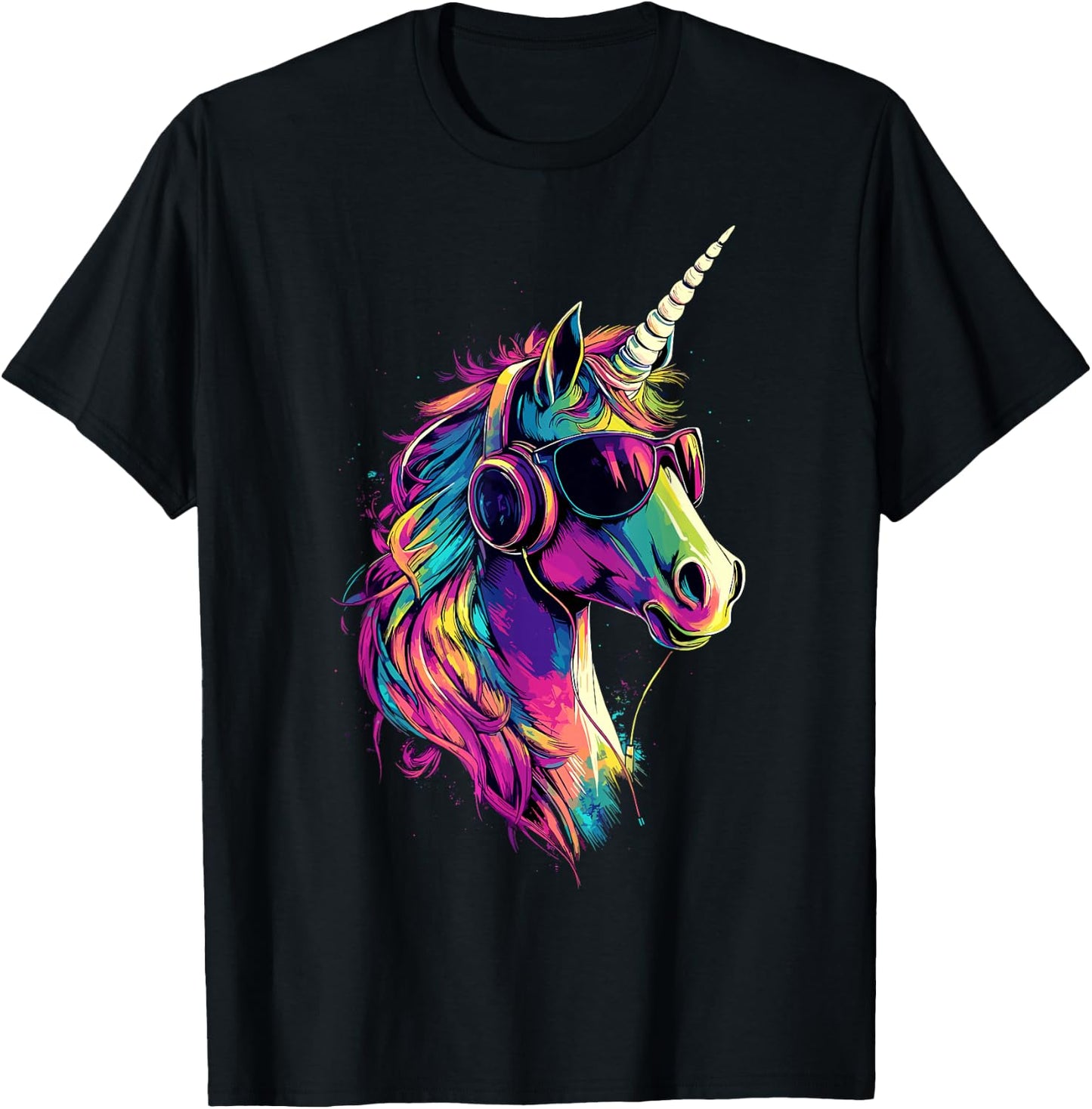 Unicorn Colourful Rainbow Rider Horses Riding Unicorns , black T-Shirt - T-Shirt | Black