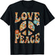 Love Peace Sign Hippie Flower Groovy 60s 70s Party Outfit T-Shirt - T-Shirt | Black