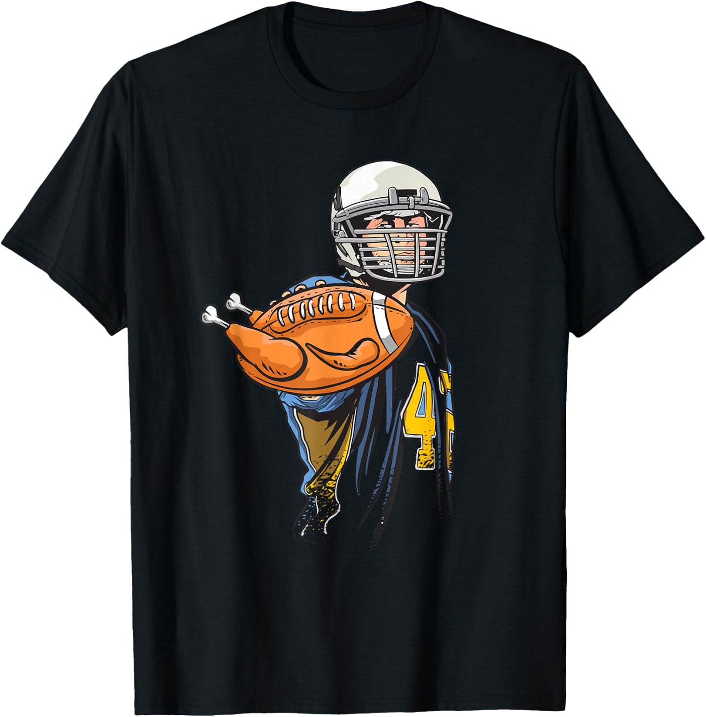Thanksgiving Football Player Turkey - Thanksgiving Football T-Shirt - T-Shirt | Black