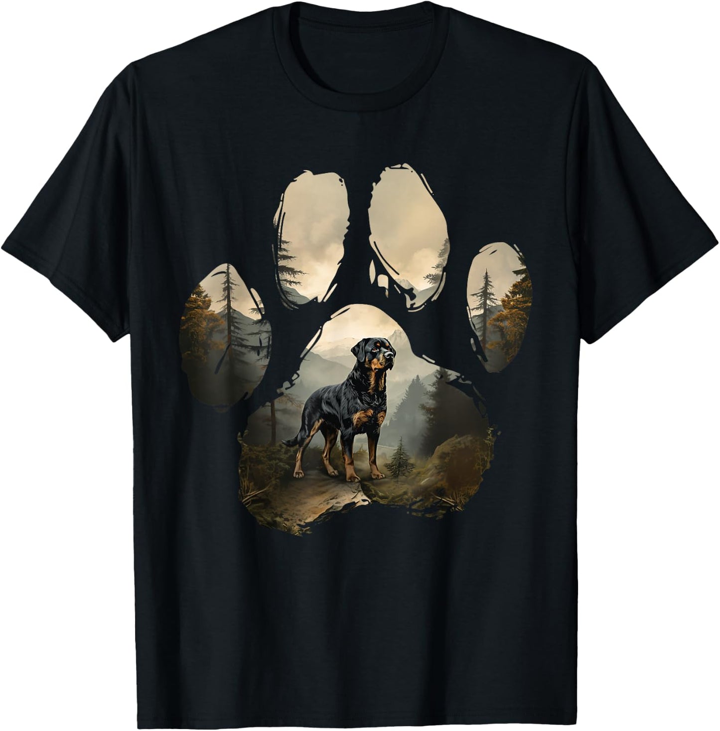 Rottweiler Mountain Paw Design Dog Mum Dad, black T-Shirt - T-Shirt | Black