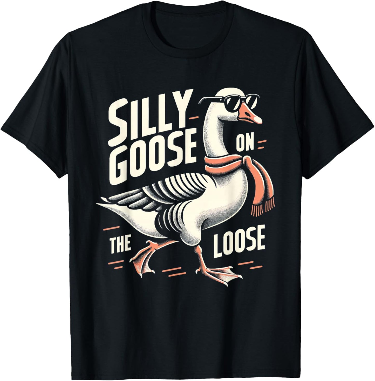 Funny Graphic Shirts Men Women Duck Silly Goose On The Loose T-Shirt - T-Shirt | Black