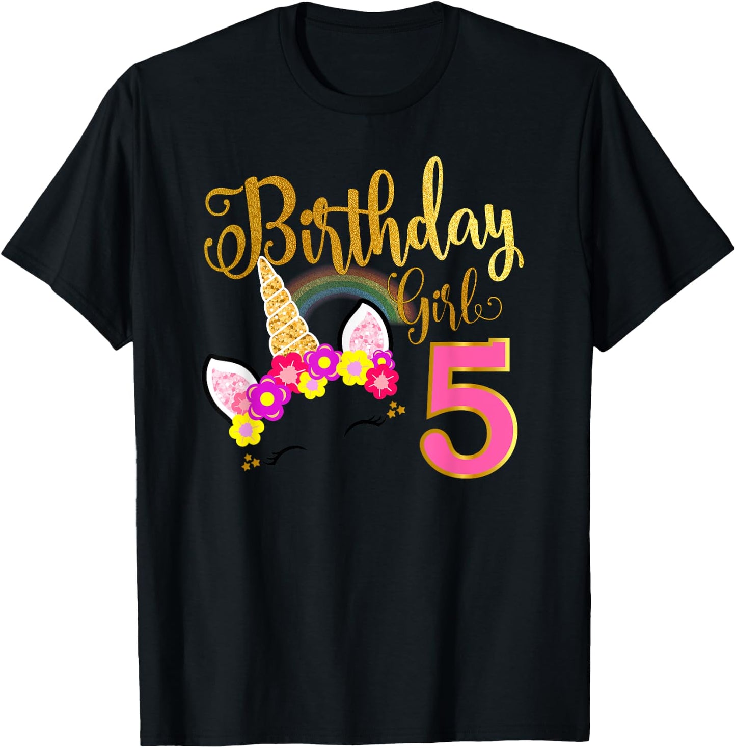 I'm 5th the Birthday for Girl Unicorn 5 year old Birthday T-Shirt - T-Shirt | Black