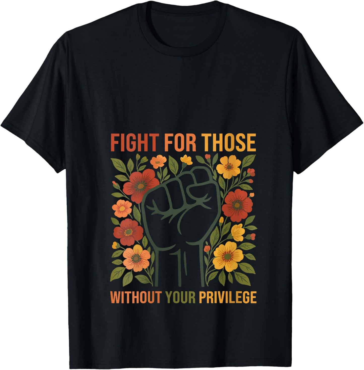 Fight For Those Without Your Privilege, Retro Women Rights V-Neck T-Shirt - T-Shirt | Black